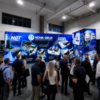 Stand d'exposition modulaire en profilé aluminium de 8 m (26 pi) avec éclairage LED, espace de rangement et porte, pour bannières de salon professionnel