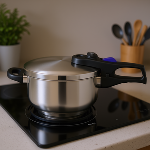 Olla a presión Elo Praktika Plus XL de acero inoxidable con tapa y asa para una cocción rápida - Product Image 3