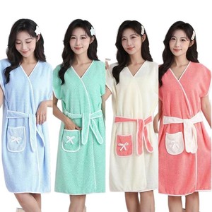 Albornoz de terciopelo Coral de alta densidad de larga duración para mujer, falda de toalla absorbente, pijama de cuatro estaciones para uso doméstico en <span class=keywords><strong>Hotel</strong></span> para fiestas - Product Image 1