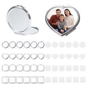 Double-sided Shaped Foldable <b>Travel</b> Cosmetic Small Logo <b>Mirror</b> Makeup Cute Gift Customizable PU Leather Pocket Compact <b>Mirrors</b> - Product Image 2