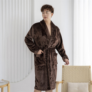 Camel Color Luxury Flannel Waffle Bathrobe Pattern White Sweater Robes for Women