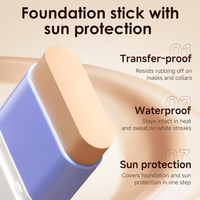 Stick de fond de teint à marque privée avec pinceau intégré, waterproof, couvrance totale, maquillage du visage, usine OEM ODM