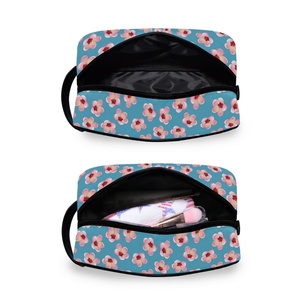 Portable Toiletry Bag Women Makeup Cosmetic Travel Case Hawaii Hua Pink Flower Small Pouch Custom Design Make up Pouch - Product Image 2