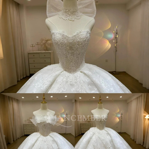 Vestido de Novia de Lujo sin Tirantes con Apliques, Vestidos de Novia de Encaje Color Marfil, Vestidos de Novia Lsjj51 Jancember - Product Image 2