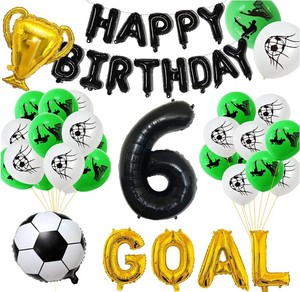 Felice <span class=keywords><strong>6</strong></span> ° compleanno festa di gol campione di calcio trofeo numero lettera palloncini in lamina calcio stampato elio palloncino in lattice set - Product Image 2