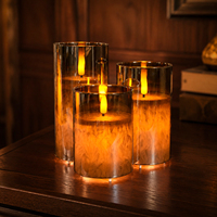 Lampe à bougie en verre LED rechargeable par USB, télécommande, couleur de flamme ambre, décorations de Noël, bougies, ensembles de cadeaux de mariage