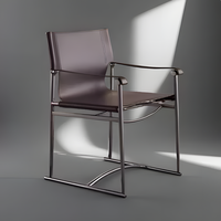 Chaise de salle à manger moderne italienne en acier inoxydable et cuir, fauteuil de négociation, tabouret de loisirs domestique, durable et écologique