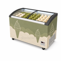 Congélateur à crème glacée commercial 720L avec couvercle coulissant en verre, vitrine à refroidissement direct pour restaurant