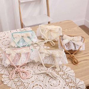 Nouvel ensemble chapeau de paille pour enfants et sac, pour filles, été, à large bord, avec bordure en dentelle et nœud en ruban de paille, protection solaire - Product Image 3