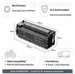 Contrôleur d'automatisation industrielle Delta DVP80ES200T PLC 80 points I/O 240V DC Communication RS485 - Product Image 2