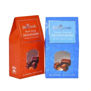 맞춤형 초콜릿 상자 식품 학년 소이 잉크 인쇄 로고 흰색 판지 포장 컬러 상자 PVC 창과 비스킷 간식