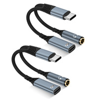 Câble adaptateur TYPE-C personnalisé 1/2 casque audio stéréo en forme de Y 1080p combiné pour les téléphones mobiles et tablettes courants