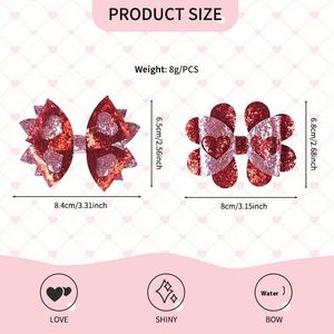 Barrettes à cheveux en métal élégantes faites à la main, nœud d'amour brillant pour la Saint-Valentin, parfait cadeau pour les petites filles avec ruban - Product Image 4