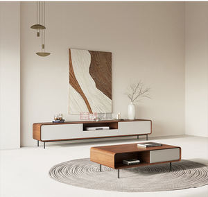 Hiện đại sang trọng Đồ nội thất phòng khách đặt gỗ TV tủ và Bàn cà phê với kính thời trang TV khán đài và đơn vị - Product Image 2