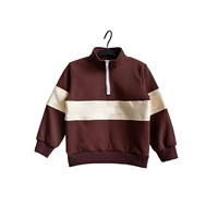 Vêtements pour enfants en gros, pull à col zippé 1/4 en tissu French Terry, couleur contrastée