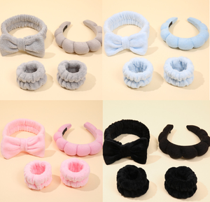 Ensemble OEM personnalisable fait main de bandeaux et de bracelets de lavage facial en <span class=keywords><strong>tissu</strong></span> éponge torsadé effet nuage à couronne haute pour femmes et filles, pour les soins de la peau - Product Image 6