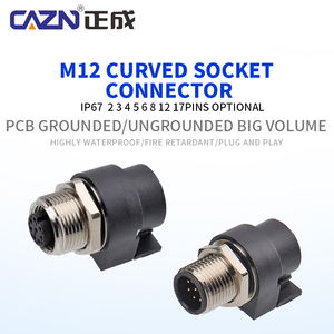 Connecteur à terre M12x1 mâle-femelle à grand volume M12 pour prise de courant PCB - Product Image 1