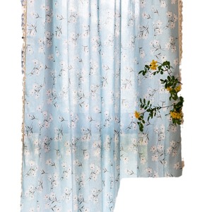 Blu americano, con stampa floreale, tenda <span class=keywords><strong>da</strong></span> finestra in lino, Non perforata, Semi-oscuramento <span class=keywords><strong>per</strong></span> la <span class=keywords><strong>cucina</strong></span>, rifinito con nappe - Product Image 5