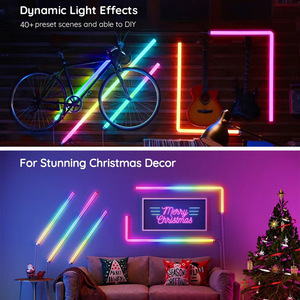POPLOR Wall Led Light Strip <b>RGB</b> App <b>Control</b> Dimmable Multicolor Plastic Surface Mounted Modern Design - Product Image 4