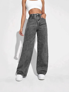 <span class=keywords><strong>Pantalon</strong></span> droit ample neuf pour <span class=keywords><strong>femme</strong></span>, directement de l'usine, jean ample à haute élasticité 4 directions, style rétro simple et décontracté - Product Image 3