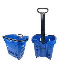 Grand panier à provisions en plastique PP de 45L avec roues Panier à main portable et durable pour supermarché et épicerie