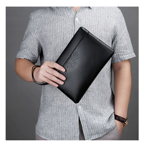 TBH-004 Portefeuille Zippé Grande Capacité <span class=keywords><strong>Homme</strong></span> Pochette à Main Vintage Nouvelle Tendance Sac Affaires en Cuir PU <span class=keywords><strong>de</strong></span> <span class=keywords><strong>Marque</strong></span> Pochette Élégante - Product Image 2