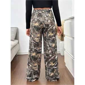 Pantalones Anchos de Camuflaje Personalizados para Niña, Pantalones Deportivos Holgados con Cordón en la Cintura y Bolsillos, Transpirables, 100% Poliéster, Tela de Rizo - Product Image 2