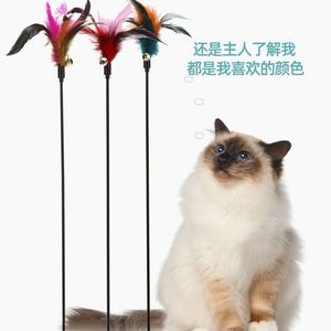 Jouet pour chat en forme de plume, long manche, super sonore, résistant aux morsures, jouet interactif pour chat, jouet pour chat auto-amusant. - Product Image 2