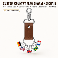 Porte-clés en acier inoxydable 316L avec breloque drapeau national, fermoir mousqueton modulaire, accessoire cadeau DIY