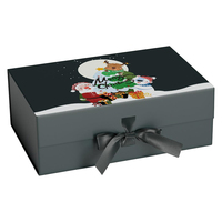 Boîtes d'emballage cadeau de Noël décoratives de qualité supérieure, noires, épaisses, grandes, magnétiques, pliables, avec couvercles
