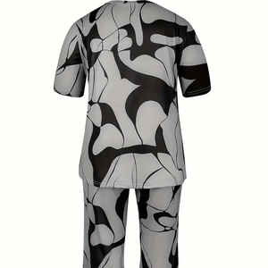 Ensemble décontracté pour <span class=keywords><strong>femme</strong></span> XL-5XL, imprimé floral, haut et <span class=keywords><strong>pantalon</strong></span> large, motif uni, deux pièces, vêtements pour <span class=keywords><strong>femme</strong></span>, été 2026 - Product Image 2