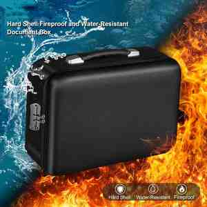 Fireproof and <b>Waterproof</b> File Bag for <b>Storage</b> with Lock, Hard File <b>Box</b> Bag for Documents and Certificates - Product Image 2