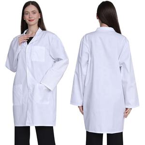 Blouse <span class=keywords><strong>de</strong></span> laboratoire unisexe à manches longues en mélange <span class=keywords><strong>de</strong></span> coton pour étudiants en médecine, chimie, biologie, scientifiques, médecins et infirmières, blanche - Product Image 1