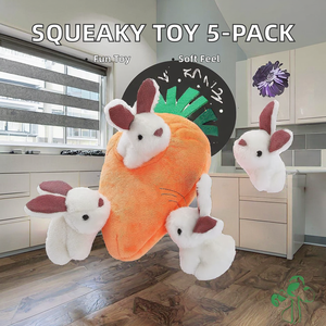 Jouet en peluche couineur pour chien personnalisé avec <span class=keywords><strong>lapin</strong></span> et carotte à faire la cache-cache, en tissu super doux, finition lavée, <span class=keywords><strong>orange</strong></span> et blanc, pour un confort optimal - Product Image 1