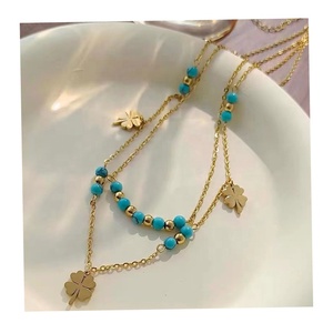 Collares Edelstahl SCHMUCK moda personalizada joyería de acero inoxidable collar de trébol - Product Image 1