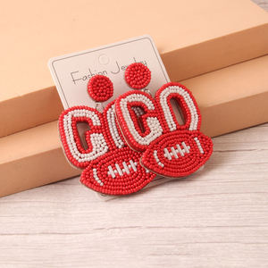 2025 personnalisé perlé Baseball Football Softball boucles d'oreilles à la main jour de jeu boucles d'oreilles pour Sport fête cadeau - Product Image 5