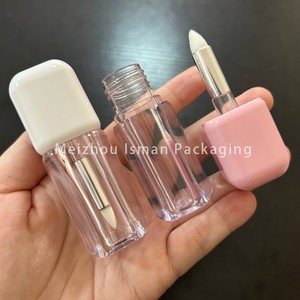 ISMAN Tube carré 4ml pour <span class=keywords><strong>gloss</strong></span> à lèvres avec grand pinceau applicateur en aluminium, tube vide rose, logo personnalisé blanc, pour huile à lèvres, fond de teint et correcteur - Product Image 3