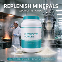 Complément en poudre d'électrolytes, favorise l'hydratation et l'équilibre électrolytique, poudre de complément alimentaire