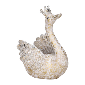 Redeco Regal Crown Swan Planter, figurine en résine, or, argent, blanc, décoration vintage pour la maison, cadeau, vente en gros, logo personnalisé - Product Image 5