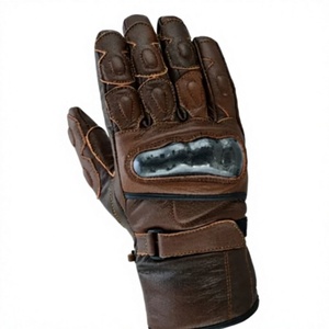 Guantes de Motocicleta Vintage de Cuero Marrón con Pantalla Táctil, Protección de Nudillos Rígidos Ecológicos, Guantes Térmicos de Invierno para Ciclismo - Product Image 2