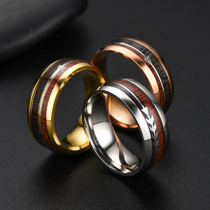 Nhẫn cưới bằng thép không gỉ tùy chỉnh, khảm gỗ Zebra, vòng đeo tay săn bắn Viking bằng Tungsten hoặc nhẫn dành cho nam nữ - Product Image 6