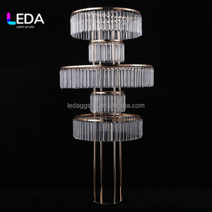 Soporte de Flores Acrílico de Metal Dorado Clásico de Alta Calidad LEDA, Centro de Mesa para Bodas, Decoración de Pasillos para Eventos - Product Image 3
