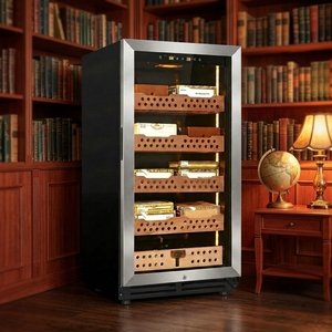 Humidor de lujo NE-146-12 de madera de cedro español con control de humedad constante, de una sola puerta, para uso doméstico. - Product Image 2