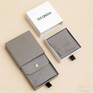 Leather Jewelry <b>Box</b> Set With Snap Button Closure Rectangle Shape <b>Plain</b> Design For Jewellery Storage - Product Image 1