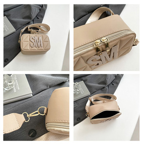 I-0553 Nuevo Bolso de Mano de PU para Mujer, Bolso Bandolera Simple Retro con Letras, Cierre de Cremallera, para Toda Temporada - Product Image 6
