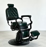 Fauteuil de barbier au style rétro haut de gamme, repose-pieds réglable, fauteuil de barbier rotatif pour salon de coiffure masculin
