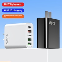 Cargador Eléctrico Inteligente de Carga Rápida Multi-Puerto de 120W, Compatible con Android PD 3.0, Estándar de Enchufe Europeo para Teléfonos Móviles, en Caja