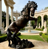 Sculpture de cheval en bronze antique décorative de jardin extérieur 3D artisanale personnalisée