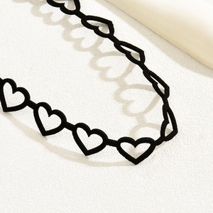 <b>Cross</b>-border dark-themed heart-shaped leather choker necklace/gothic neck <b>chain</b>/Lolita style necklace/collar for women - Product Image 2