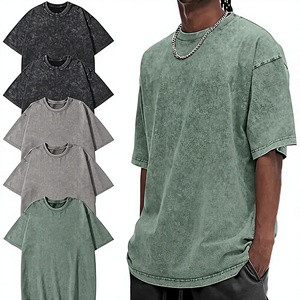 Camiseta de Algodón Teñido para Hombre, Estilo Oversize, Cuello Redondo, Manga Regular, Estilo Urbano, Transpirable, Ajuste Jersey, Deportiva, Vintage - Product Image 5